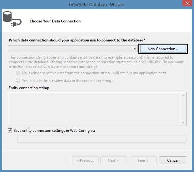 Creating New Connection in Database Wizard